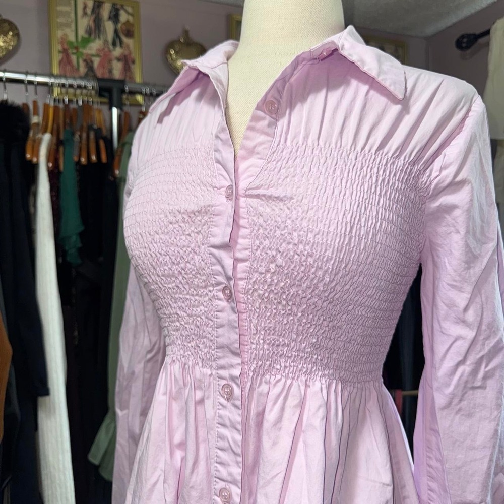 Lilac Smocked Babydoll Blouse